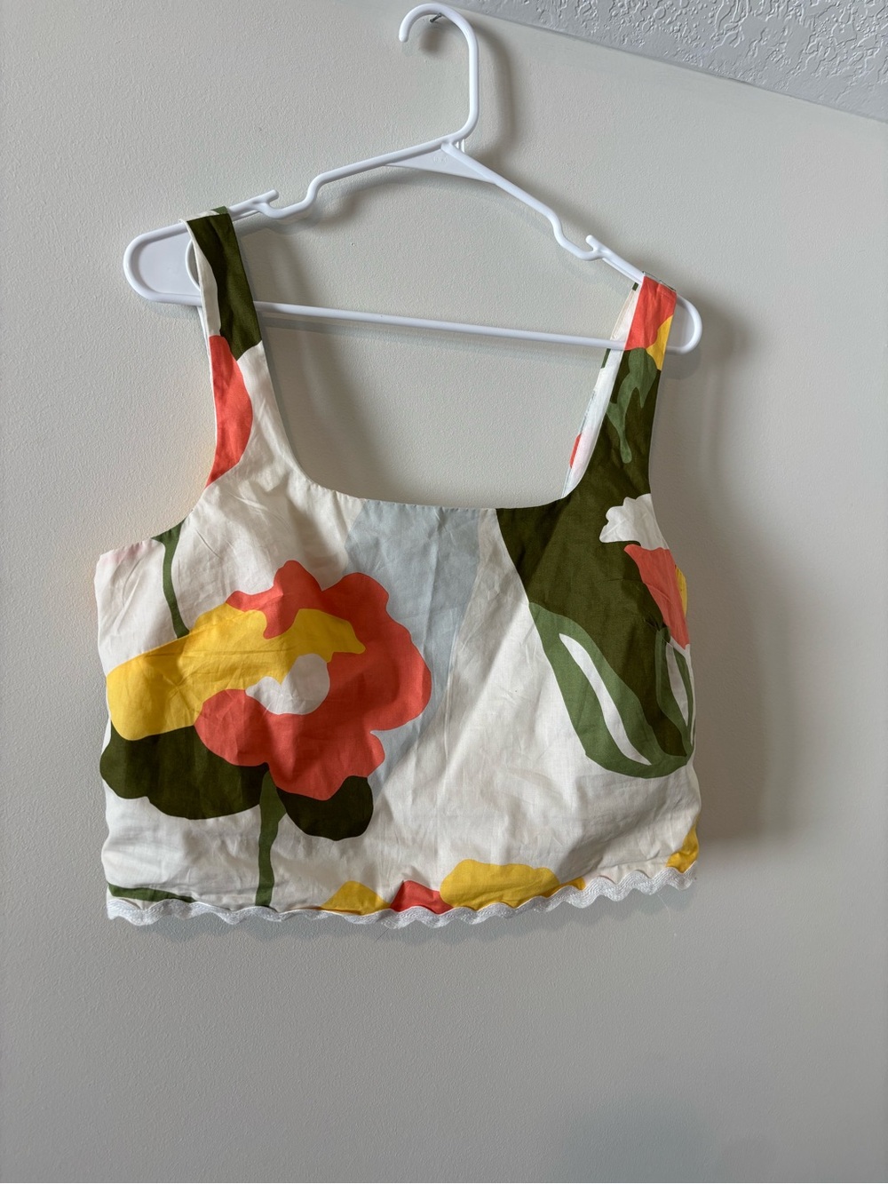 Floral 100% Cotton Boho Summer Crop Top Women’s Size Medium